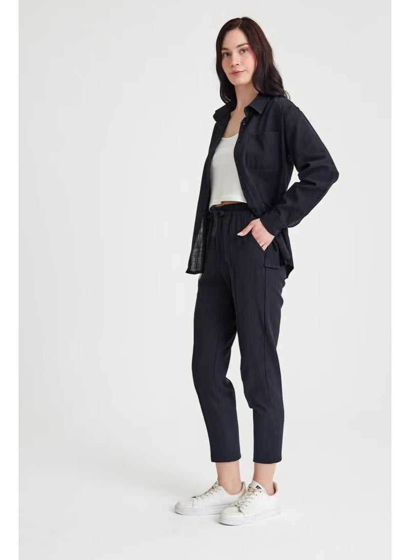 Barbora Linen Casual Two Piece Suit Pants Shirt LN21SIYAHIA1 - Image 5